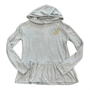 Epic Threads Gray Striped Peplum Hoodie XL